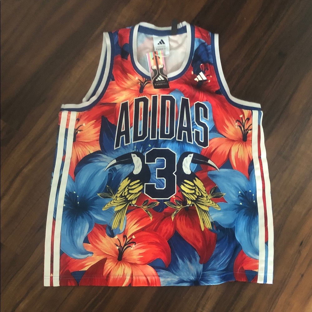 New Farm Rio adidas Tropical Floral Jersey  Tank - Picture 2 of 16